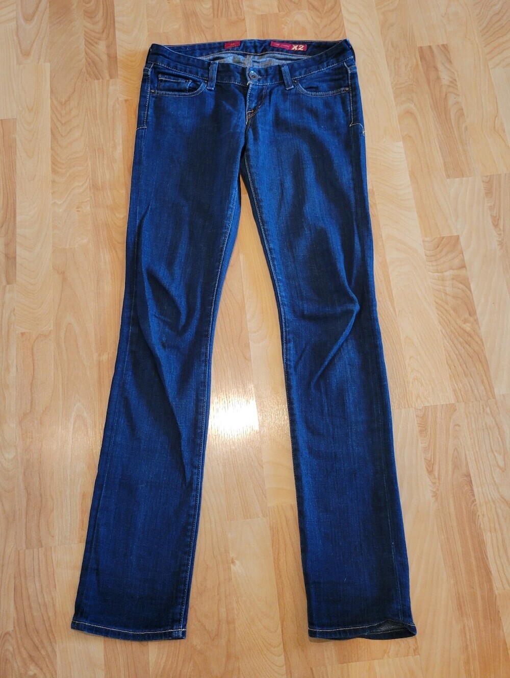 Express W01 Skinny Ultra Low Rise Dark Wash Jeans Size 2 Long 2L Y2k